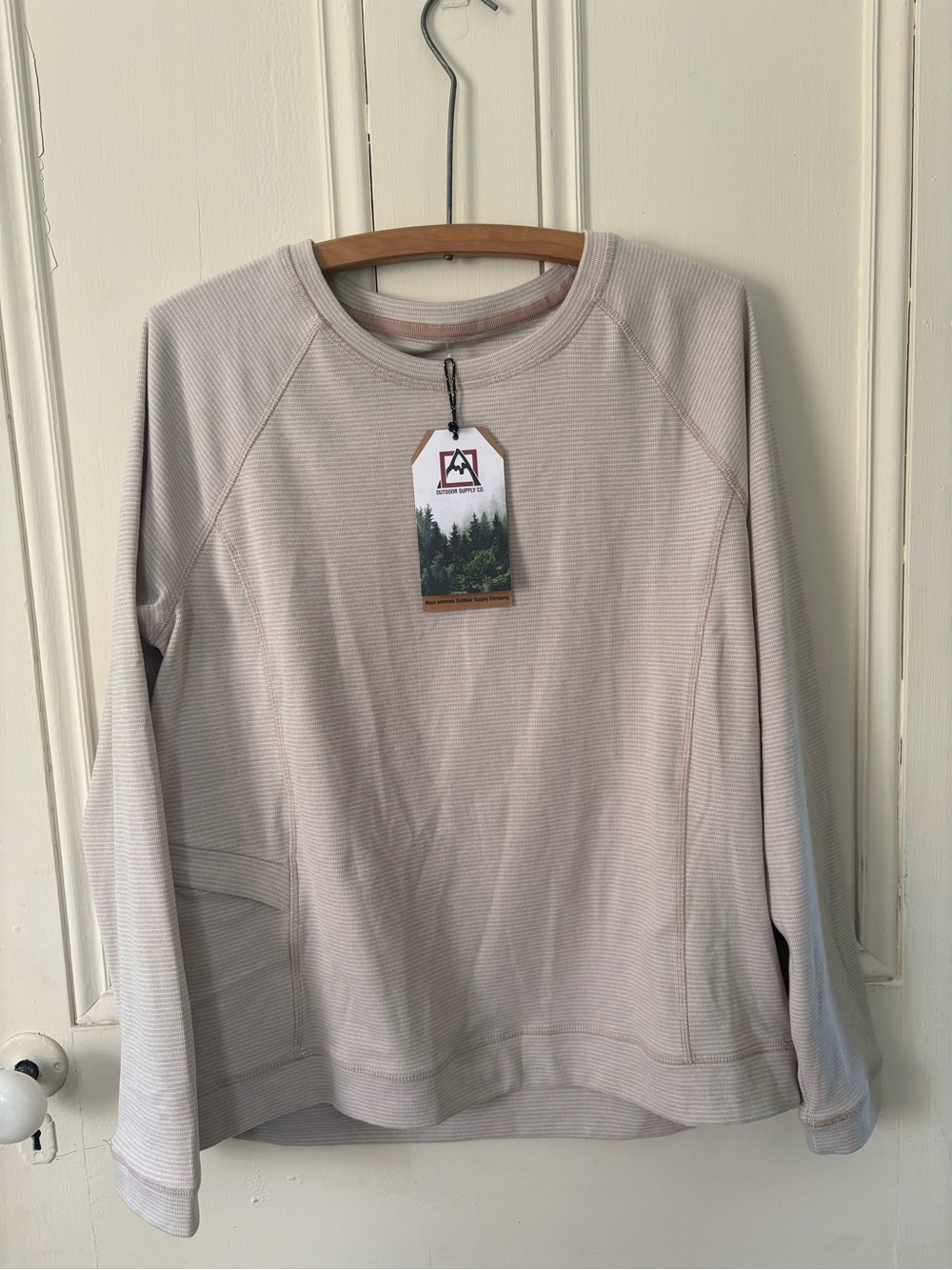 Light Beige Long-Sleeve Women’s Thermal Crewneck Shirt
